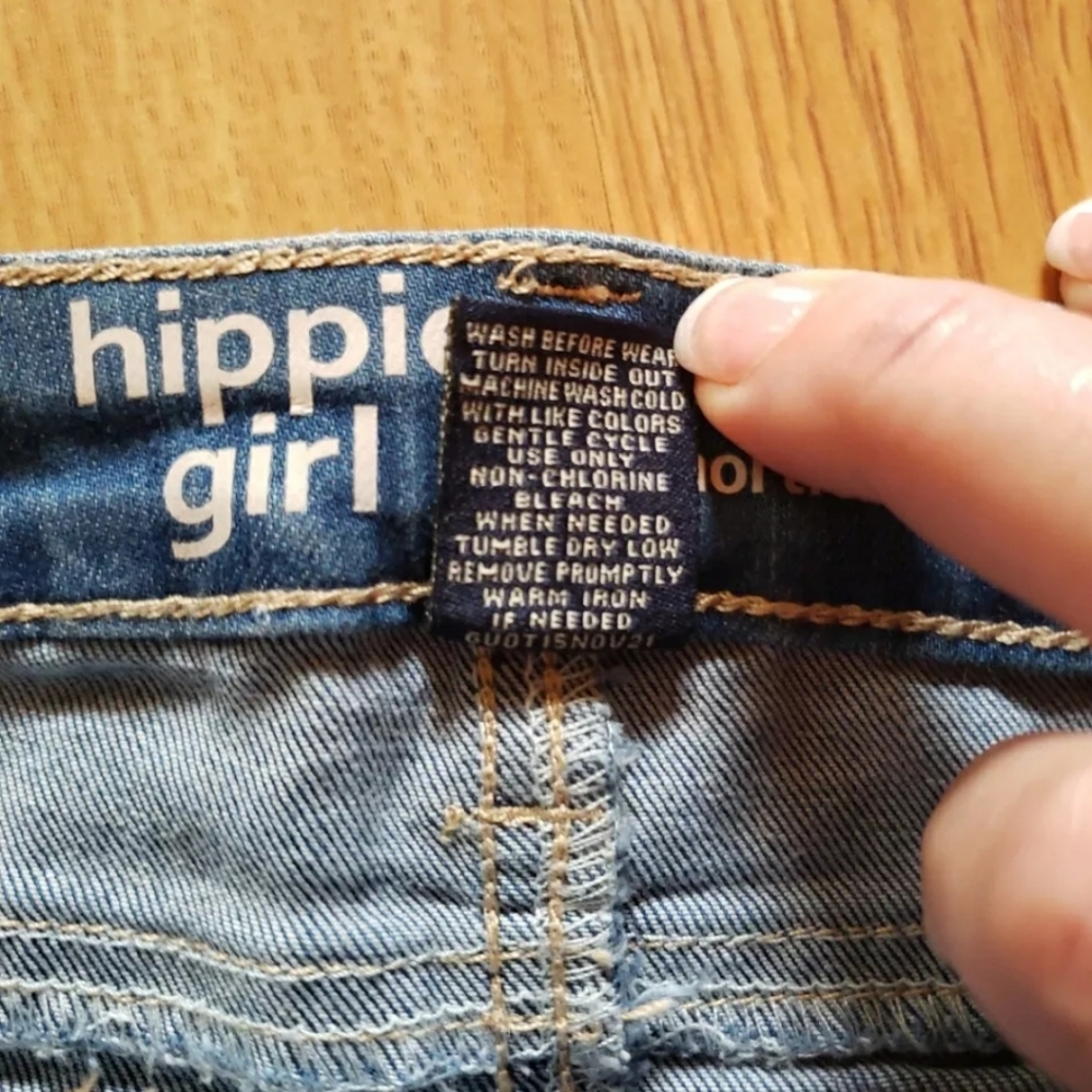 Hippie Girl NWT Girls Size 5 Reg-Rise Stretch Lace Trim Denim Shorts - Picture 4 of 9